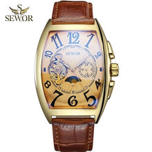 Load image into Gallery viewer, SEWOR New Fashion 2019 Luxury Brand Tourbillion Automatic Mechanical Military Leather Band Men Sport Wrist Watch Gift C342-C344