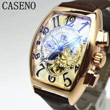 Load image into Gallery viewer, CASENO Automatic Mechanical Men Watch Fashion Skeleton Leather Wrist watch Mens Top Brand Luxury Tourbillon Watch Classic Men