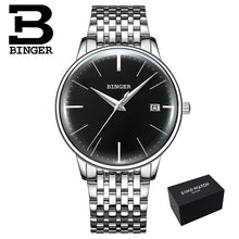 Load image into Gallery viewer, Seiko Automatic Movement BINGER Top Brand Luxury Men Mechanical Watch relogio masculino Stainless Steel Strap With Gray Mirror