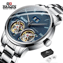 Load image into Gallery viewer, Double tourbillon Automatic Men's Watches HAIQIN Top Brand Luxury Business Full Steel Waterproof Sport Machinery Watch Men+box
