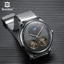 Load image into Gallery viewer, Bestdon Double Tourbillon Men's Watch Fashion Automatic Mechanical Watches Moon Phase Stainless Steel Switzerland Luxury Brand
