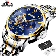 Load image into Gallery viewer, Automatic Machinery Men's watches HAIQIN 2019 New top luxury brand watch men business steel clock men moon watch reloj hombre
