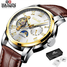 Load image into Gallery viewer, Automatic Machinery Men's watches HAIQIN 2019 New top luxury brand watch men business steel clock men moon watch reloj hombre
