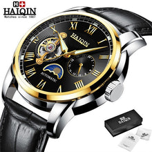 Load image into Gallery viewer, Automatic Machinery Men's watches HAIQIN 2019 New top luxury brand watch men business steel clock men moon watch reloj hombre
