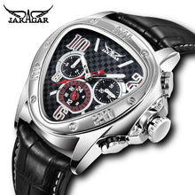 Load image into Gallery viewer, Fashion Men Automatic Mechanical Watch Jaragar Unique Triangle Dial Leather Strap Watch Sport Clock Relogio Masculino

