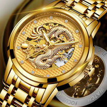 Load image into Gallery viewer, Dragon Skeleton Automatic Mechanical Watches For Men Wrist Watch Stainless Steel Strap Gold Clock 30m Waterproof Mens watch
