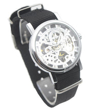 Load image into Gallery viewer, Golden Tone Hollow Skeleton Mens Lady Women Wind Up Mechanical Analog Wrist Watch Brown Leather Band Gift Wholesale Price A368
