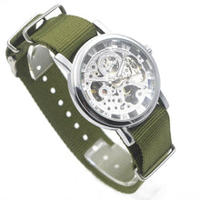 Load image into Gallery viewer, Golden Tone Hollow Skeleton Mens Lady Women Wind Up Mechanical Analog Wrist Watch Brown Leather Band Gift Wholesale Price A368
