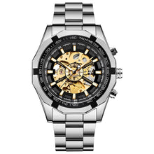 Load image into Gallery viewer, Forsining Brand Silver &amp; Gold Luxury Stainless Steel Waterproof Mens Skeleton Watches Transparent Mechanical Male Wrist Watch
