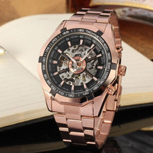 Load image into Gallery viewer, Forsining Brand Silver &amp; Gold Luxury Stainless Steel Waterproof Mens Skeleton Watches Transparent Mechanical Male Wrist Watch
