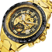 Load image into Gallery viewer, 2019 WINNER Men Gold Watches Automatic Mechanical Watch Male Skeleton Wristwatch Stainless Steel Band Luxury Brand Sports Design
