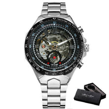Load image into Gallery viewer, 2019 WINNER Men Gold Watches Automatic Mechanical Watch Male Skeleton Wristwatch Stainless Steel Band Luxury Brand Sports Design
