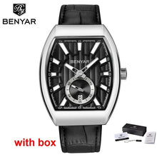 Load image into Gallery viewer, Benyar Square Men Watch Business Waterproof Quartz Leather Wrist Watch Men Clock Male Relogio Masculino hodinky erkek kol saati
