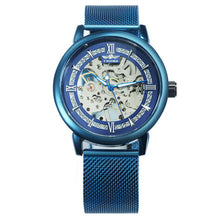Load image into Gallery viewer, WINNER Official Fashion Casual Men Mechanical Watch Blue Mesh Strap Ultra Thin Skeleton Mens Watches Top Brand Luxury Clock 2019
