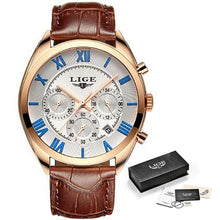 Load image into Gallery viewer, LIGE Watch For Men Top Brand Luxury Waterproof 24 Hour Date Quartz Clock Brown Leather Sports WristWatch Relogio Masculino 2019
