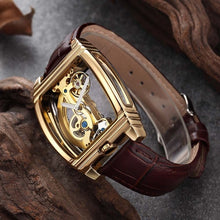 Load image into Gallery viewer, Transparent Automatic Mechanical Watch Men Steampunk Skeleton Luxury Gear Self Winding Leather Men's Clock Watches montre homme
