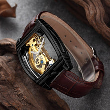 Load image into Gallery viewer, Transparent Automatic Mechanical Watch Men Steampunk Skeleton Luxury Gear Self Winding Leather Men's Clock Watches montre homme
