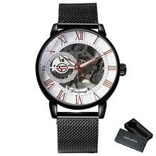 Load image into Gallery viewer, FORSINING Fashion Casual Mechanical Watch Men Golden Skeleton Dial Blue Mesh Strap Mens Watches Top Brand Luxury Wristwatches
