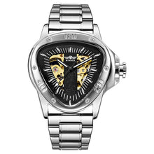 Load image into Gallery viewer, Fashion Men Automatic Mechanical Watch Jaragar Unique Triangle Dial Leather Strap Watch Sport Clock Relogio Masculino
