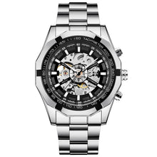 Load image into Gallery viewer, WINNER 2019 Black Stainless Steel Mens Skeleton Watches Top Brand Luxury Transparent Mechanical Male Automatic Wrist Watch
