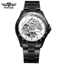 Load image into Gallery viewer, WINNER 2019 Black Stainless Steel Mens Skeleton Watches Top Brand Luxury Transparent Mechanical Male Automatic Wrist Watch
