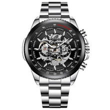 Load image into Gallery viewer, WINNER 2019 Black Stainless Steel Mens Skeleton Watches Top Brand Luxury Transparent Mechanical Male Automatic Wrist Watch
