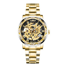 Load image into Gallery viewer, WINNER 2019 Black Stainless Steel Mens Skeleton Watches Top Brand Luxury Transparent Mechanical Male Automatic Wrist Watch
