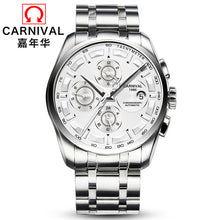 Load image into Gallery viewer, Fashion Mechanical Watch Men Luxury Brand CARNIVAL Multi function Automatic Watches Men self wind Calendar Leather band Luminous
