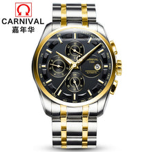 Load image into Gallery viewer, Fashion Mechanical Watch Men Luxury Brand CARNIVAL Multi function Automatic Watches Men self wind Calendar Leather band Luminous
