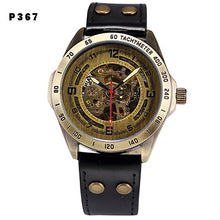 Load image into Gallery viewer, Automatic Watch Men Skeleton Mechanical Watch Steampunk Vintage Bronze Leather Transparent Watches montre homme Ship 24 hours
