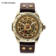 Load image into Gallery viewer, Automatic Watch Men Skeleton Mechanical Watch Steampunk Vintage Bronze Leather Transparent Watches montre homme Ship 24 hours
