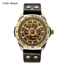 Load image into Gallery viewer, Automatic Watch Men Skeleton Mechanical Watch Steampunk Vintage Bronze Leather Transparent Watches montre homme Ship 24 hours
