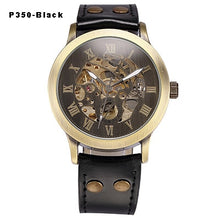 Load image into Gallery viewer, Automatic Watch Men Skeleton Mechanical Watch Steampunk Vintage Bronze Leather Transparent Watches montre homme Ship 24 hours

