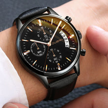 Load image into Gallery viewer, Men's Wrist Watch Stainless Steel Case Leather Band Quartz Analog watch man watches mens 2019 relogio masculino
