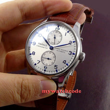 Load image into Gallery viewer, 43mm parnis silver white dial power reserve Luxury Brand Genuine Leather deployment clasp automatic movement mens watch P99B
