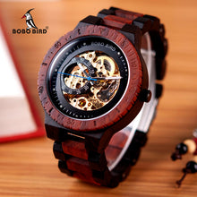 Load image into Gallery viewer, BOBO BIRD Wooden Mechanical Watch Men Relogio Masculino Big Mens Watches Top Brand Luxury Timepieces erkek kol saati W-R05
