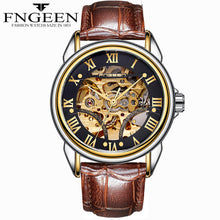 Load image into Gallery viewer, FNGEEN Casual the Mens' Watches Resistant Leather Strap Watch Business Automatic Mechanical Watch Male Clock relogio masculino
