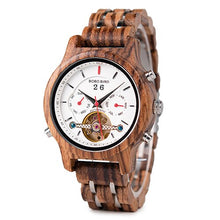 Load image into Gallery viewer, BOBO BIRD Men Watch Mechanical Wristwatches Date Display Luxury Black Wooden Watches relogio masculino-Wood Watch Boxes C-Q27
