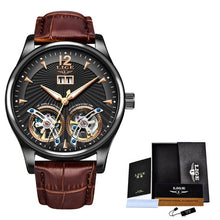 Load image into Gallery viewer, Watch Men 2020 LIGE New Dual Tourbillon Leather Mens Watches Top Brand Luxury Automatic Mechanical Clock Male Sport Wirstwatch
