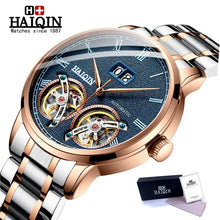 Load image into Gallery viewer, Double tourbillon Automatic Men's Watches HAIQIN Top Brand Luxury Business Full Steel Waterproof Sport Machinery Watch Men+box
