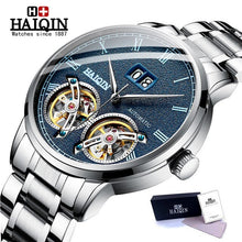 Load image into Gallery viewer, Double tourbillon Automatic Men's Watches HAIQIN Top Brand Luxury Business Full Steel Waterproof Sport Machinery Watch Men+box
