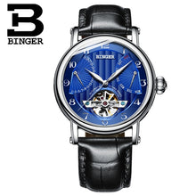 Load image into Gallery viewer, Fashion Tourbillon Watch Top brand Swiss BINGER Men's Automatic Watch men Calendar Week Leather band Waterproof Mechanical Watch
