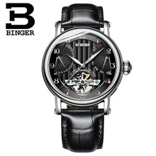 Load image into Gallery viewer, Fashion Tourbillon Watch Top brand Swiss BINGER Men's Automatic Watch men Calendar Week Leather band Waterproof Mechanical Watch
