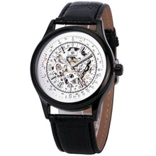Load image into Gallery viewer, FORSINING Fashion Retro Men Mechanical Watch Brown Leather Strap Rose Golden Skeleton Dial Transparent Case relogio masculino
