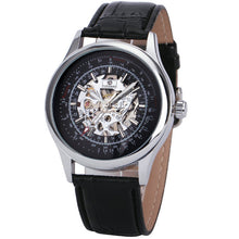 Load image into Gallery viewer, FORSINING Fashion Retro Men Mechanical Watch Brown Leather Strap Rose Golden Skeleton Dial Transparent Case relogio masculino
