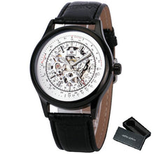 Load image into Gallery viewer, FORSINING Fashion Retro Men Mechanical Watch Brown Leather Strap Rose Golden Skeleton Dial Transparent Case relogio masculino
