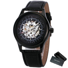 Load image into Gallery viewer, FORSINING Fashion Retro Men Mechanical Watch Brown Leather Strap Rose Golden Skeleton Dial Transparent Case relogio masculino
