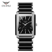 Load image into Gallery viewer, Luxury Ceramic square watches for mens couple clocks black men's quartz wristwatches waterproof man relojes
