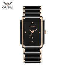 Load image into Gallery viewer, Luxury Ceramic square watches for mens couple clocks black men's quartz wristwatches waterproof man relojes
