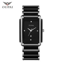 Load image into Gallery viewer, Luxury Ceramic square watches for mens couple clocks black men's quartz wristwatches waterproof man relojes
